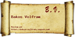 Bakos Volfram névjegykártya